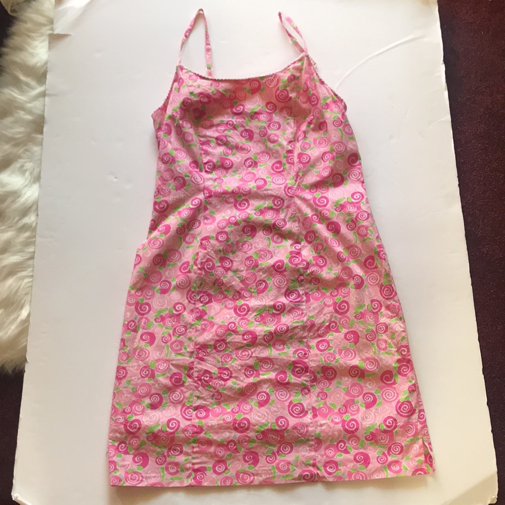 Lilly Pulitzer Rare Vintage White Label Y2k Slip Dress Snail Print Barbie Pink 6 - Picture 2 of 16